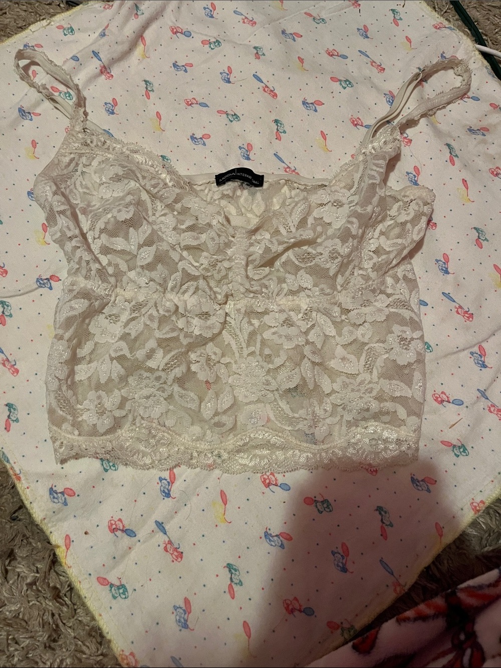 Moda International Cream Lace Camisole Crop Top